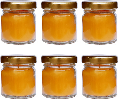 PIC Handpourd Pomelo Scented Mini Jar Wax Candle(Orange, Pack of 6)