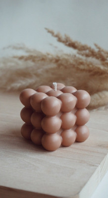 Oceanbless Scented Brown Bubble Cube Candle Candle(Brown, Pack of 1)