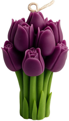 LUSH EMBER Handmade Tulip Flower Bouquet Candle(Purple, Pack of 1)