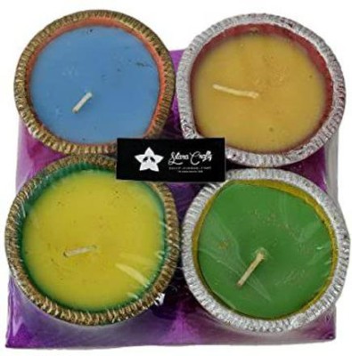 Sitara Crafts Handmade Golden Diya Candle | Unscented Premium Quality Wax| Candle(Multicolor, Pack of 4)