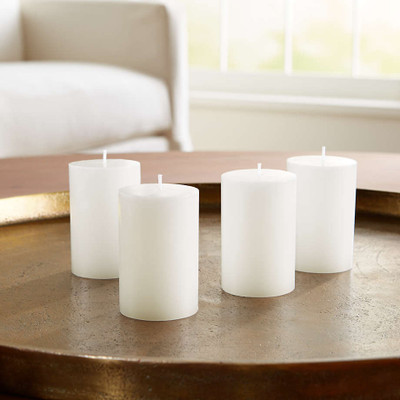 ASR White Scented Pillar candles Set of 4 80 hours burn time Candle(White, Pack of 4)