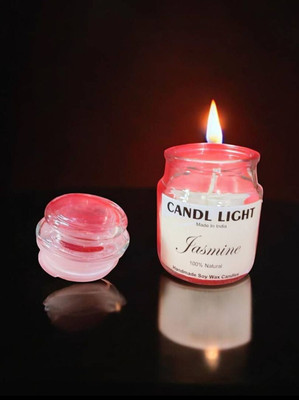 SCENTORA NEW25_Jasmine scented soy wax candle yakeen jar Candle(White, Pack of 1)
