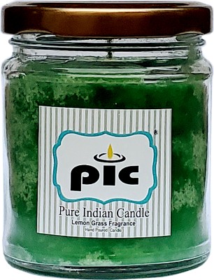 PIC Handpourd Lemongrass Scented Jar Wax Candle PICSJC149247 Candle(Green, Pack of 1)