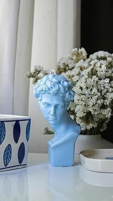 The Umbrella Store Apollo Sculpture Candle, Apollo Head Soy Candle, Aesthetic Candle for Home Decor Candle(Blue, Pack of 1)