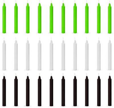 ASIDEA Plain 30 stick candles for home decor, birthday, Diwali, Party Candle(Green, White, Black, Pack of 30)