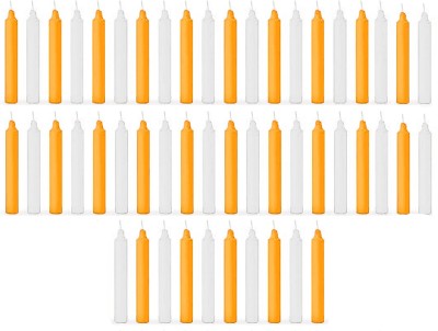 ASIDEA Pack of 50 Stick candles for home decoration, BIrthday, Diwali, Party Candle(White, Orange, Pack of 50)