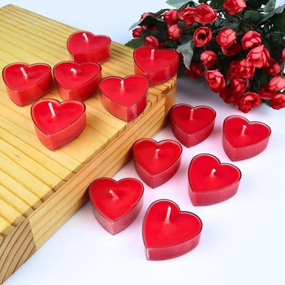 WarmandGlow 10Pcs Romantic Heart Shape Candles Red Candle (Red, Pack of 10) Candle(Red, Pack of 10)