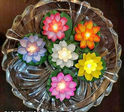 SKYBUCKET Water Floating Battery Operated Sensor Led Tea Light Decoration Items Candle(Multicolor, Pack of 6)