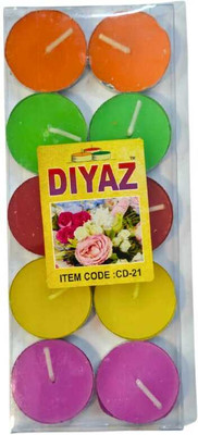 THE DM COLLECTION Long Burning Tealight Candle Pack | Wax Tealight Set Candle(Multicolor, Pack of 10)
