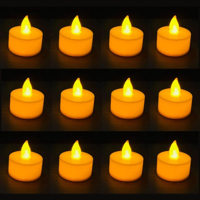 pleasing forest Flameless & Smokeless Transparent Led Tea Light Candle Candle(White, Pack of 12)