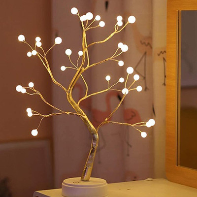 eDUST LED Shimmer Tree Desk Lamp Touch Switch Night Tree Decor Fairy Lights Candle(Yellow, Pack of 1)