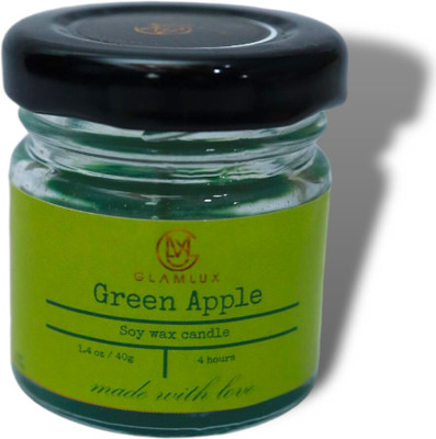 Glamlux Green apple soy wax candle Candle(Green, Pack of 1)