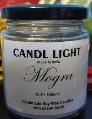 SCENTORA NEW25_Mogra Soy wax candle Candle(White, Pack of 1)