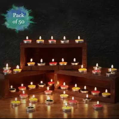 eCraftIndia 50 Pcs Multicolored Candle(Multicolor, Pack of 50)
