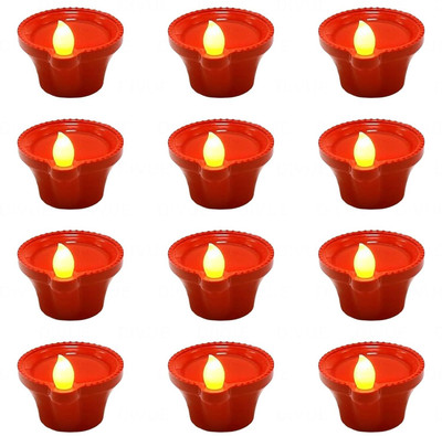 Sohain Water Sensor Led Light Diyas / water sensor electric led diyas Deepak Smokeless Candle(Brown, Pack of 18)