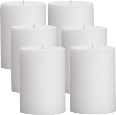 GOZZTOM Piller Candles Smoke Less Non-Scented White (2X2 Inch) Candle(White, Pack of 6)