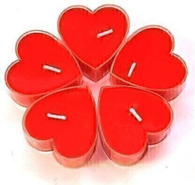 Yathart Heart Shaped Red scented Candles/ T light Heart Shape Candles Candle(Red, Pack of 10)