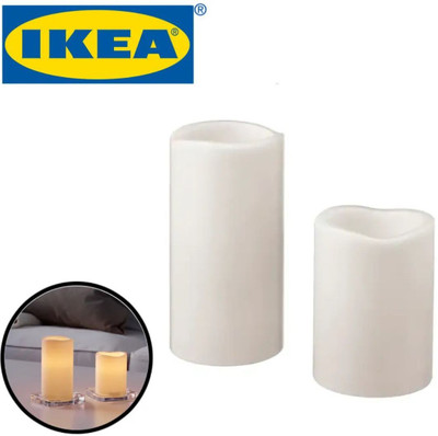 IKEA Digital Shoppy LED Block Candle In/Out, Set of 2, Battery-operated Candle(Grey, Pack of 2)