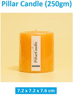Sauran Pillar Candle 250gm Candle(Orange, Pack of 1)