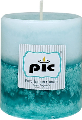 PIC Handpourd Evergreen Forest Scented Two Tone Mottle Wax Pillar Candle(Grey, Pack of 1)