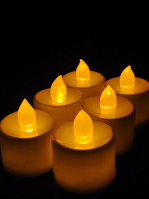 JATIN SALES ILLUMINATE LIFE Set of 6 Flickering Flameless LED Candle Light Tea light Amber Yellow for Decor Candle(Yellow, Pack of 6)