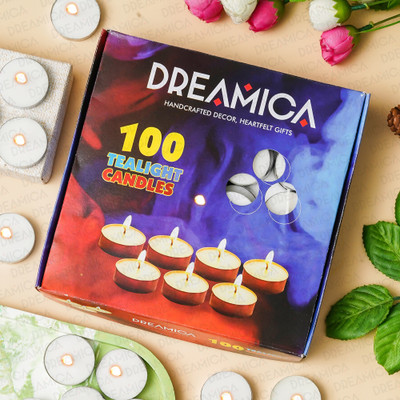 CW Dreamica Pack Of 100 , Long-Burning White Tealight Candles Candle(White, Pack of 100)