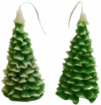 AAURAFUL Christmas Tree Candles Set of 2 Candle(Green, Pack of 2)