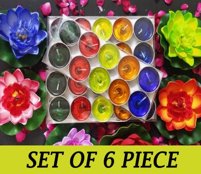 MAGICMOON Multi-Coloured Gel Wax Tealight, Floating Candles For Home Decoration & Diwali Candle(Multicolor, Pack of 6)