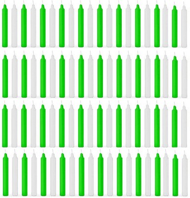 ASIDEA Pack of 80 Stick candles for home decoration, BIrthday, Diwali, Party Candle(White, Green, Pack of 80)