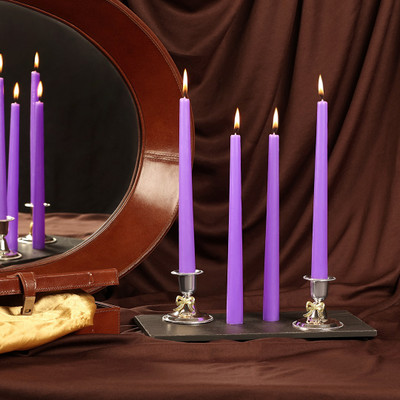 Parkash Candles Unscented Dripless Taper Candles || Candle Light Dinner || Spell || Set of 4 Candle(Purple, Pack of 4)