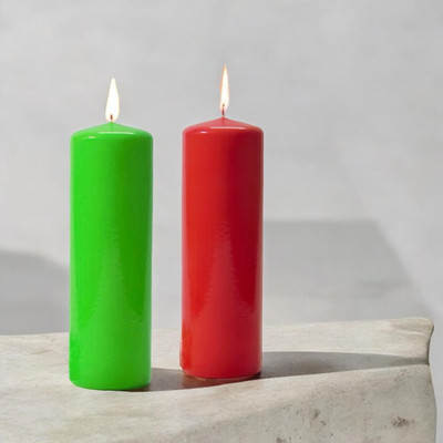ASIDEA Block Candles pack of 2 ( Red_Green )_CND26 Candle(Red, Green, Pack of 2)