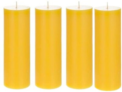 PeepalComm Long Time Burning Smokeless Scented Non-Toxic Burn Pillar Candle 2*6 Inch A6 Candle(Yellow, Pack of 4)