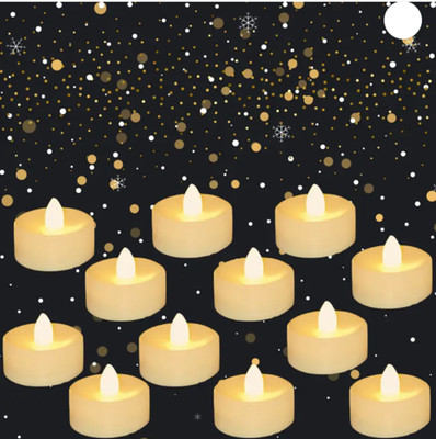 ASEOS Reusable LED Candle – Real Flame Look – No Smoke Candle(White, Pack of 12)