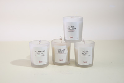 LUMII LIVING Shot White Frosted Jar Candle (Pack of 4) Premium Scented soy wax candle Candle(White, Pack of 4)