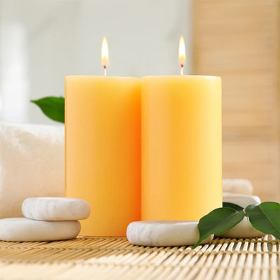 SAPI'S SapiS Smooth Scented Pillar Candle 2x4 Inch Pack of 2 Candle(Yellow, Pack of 2)