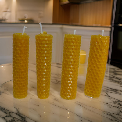 SS ENTERPRISE Bee Wax Candle Made From Bee Hive Candle(Yellow, Pack of 2)