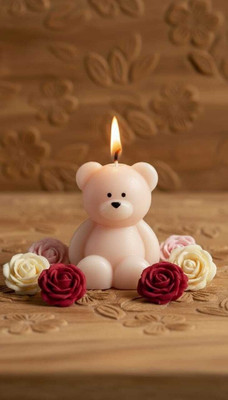 mm enterprises Teddy Bear Scented Wax for Home Décor Festive Lighting for Diwali Decoration Candle(White, Pack of 1)
