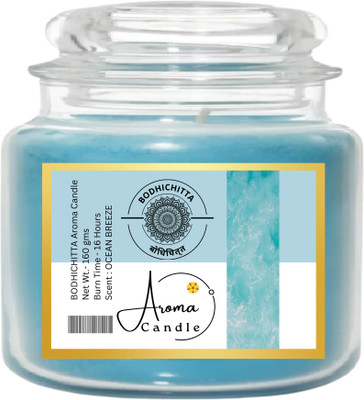 Bodhichitta Ocean Breeze Scented Candle Pure Soy Wax Aroma Candle(Blue, Pack of 1)