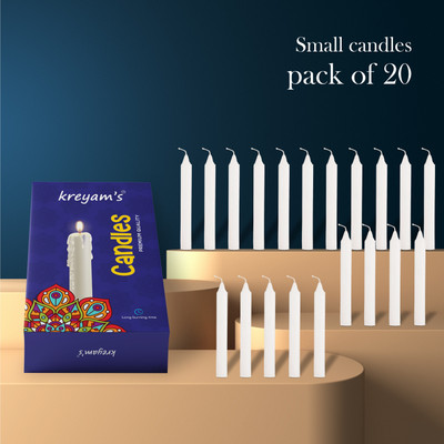 Kreyam's Set of 20 Taper Household Emergency Candles, Unscented Candle(White, Pack of 20)