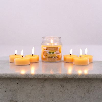 Hosley Lemon Bar Fragrance Jar with Scented Tealights|Burn Time 15 Hours Candle(Yellow, Pack of 7)