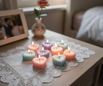 Lumora Heart-Shaped Scented Tealight Candle Set | Pack of 10| for Home Décor & Gifting Candle(Pink, Pack of 10)