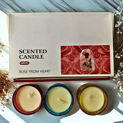 king collection Scented Candle Set Rose From Heart Collection Long Lasting Aromatherapy Candles Candle(Multicolor, Pack of 6)