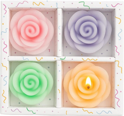 Mitanshi Traders Set of 4 Rose Shaped Scented Candles in Gift Box Candle(Multicolor, Pack of 4)