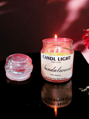 SCENTORA NEW25_Sandalwood Scented Soy wax candle yakeen jar Candle(White, Pack of 1)