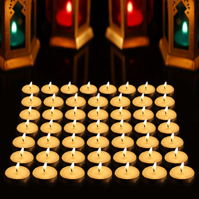 AuraDecor Smokeless Unscented Tealight Pack of 50, Burning Time 2.5 to 3 hours Candle(White, Pack of 50)