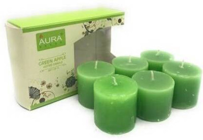 AuraDecor Green Apple Votive Candle Set of 6 Burning Time 5 Hours Candle(Green, Pack of 6)