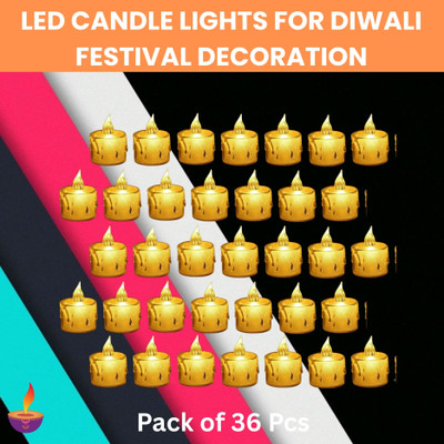 Guggu LED Candle Diyas Electric Flameless Crystal Candle Light For Home DecorationR31 Candle(Yellow, Pack of 36)