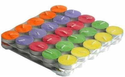 Flipkart SmartBuy Multi colour Tealight pure paraffin candle aprox Candle(Multicolor, Pack of 50)