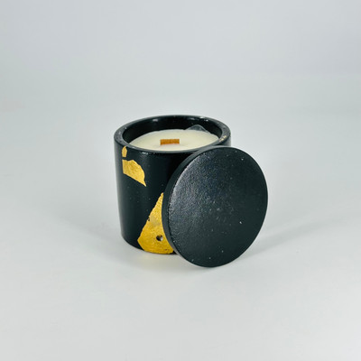 Shivaliya Collection Pure A++ Chunks Scented Wax Luxury Concrete Handcrafted Filled Candle Jar Candle(Black, Pack of 1)