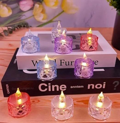TahaEnterprises Flameless and Smokeless Decorative Multicolor Candles Candle(Multicolor, Pack of 6)